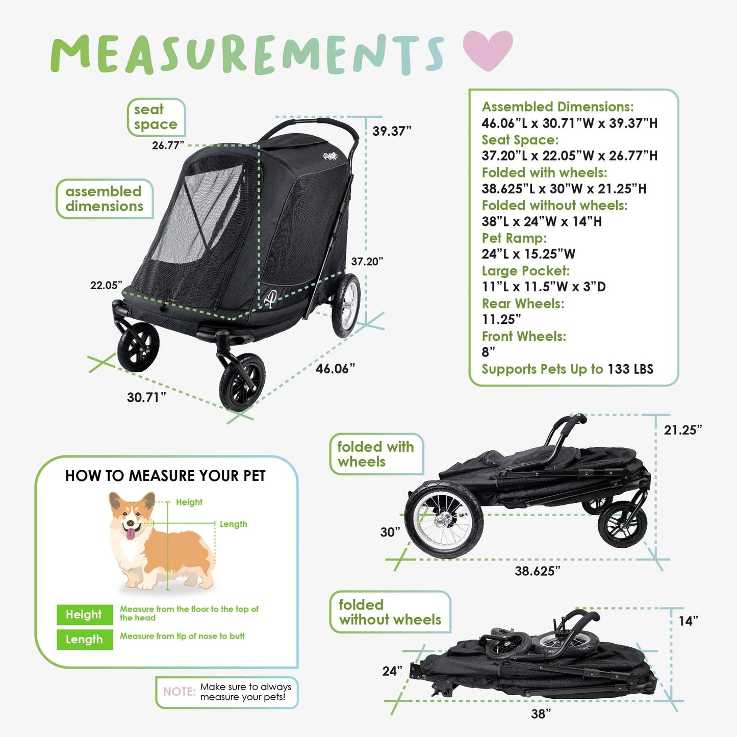Apollo Elite Pet Stroller w/ Tire Pump Petique, Inc.