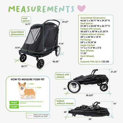 Apollo Elite Pet Stroller w/ Tire Pump Petique, Inc.