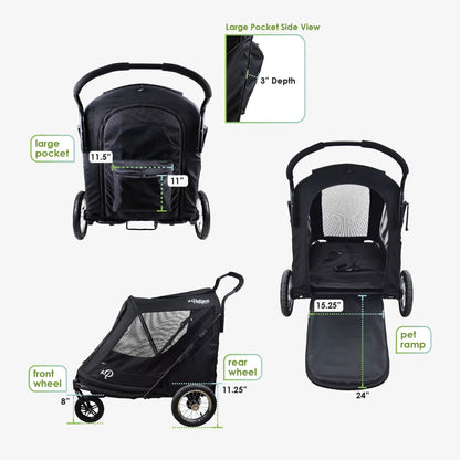 Apollo Elite Pet Stroller w/ Tire Pump Petique, Inc.